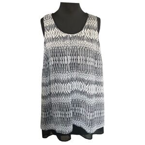 Daniel Rainn Black and White Patterned Sleeveless Top Size 2X